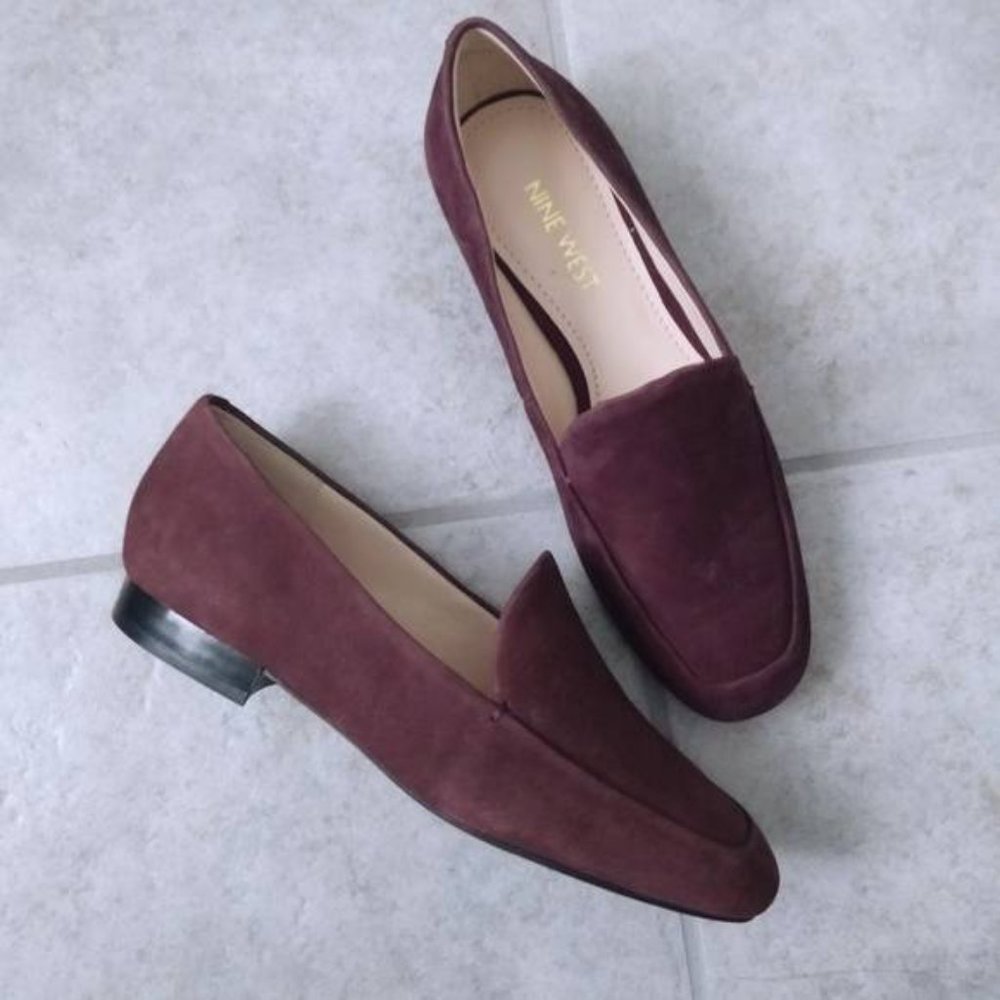 Nine West Burgundy Leather Flats Loafers
